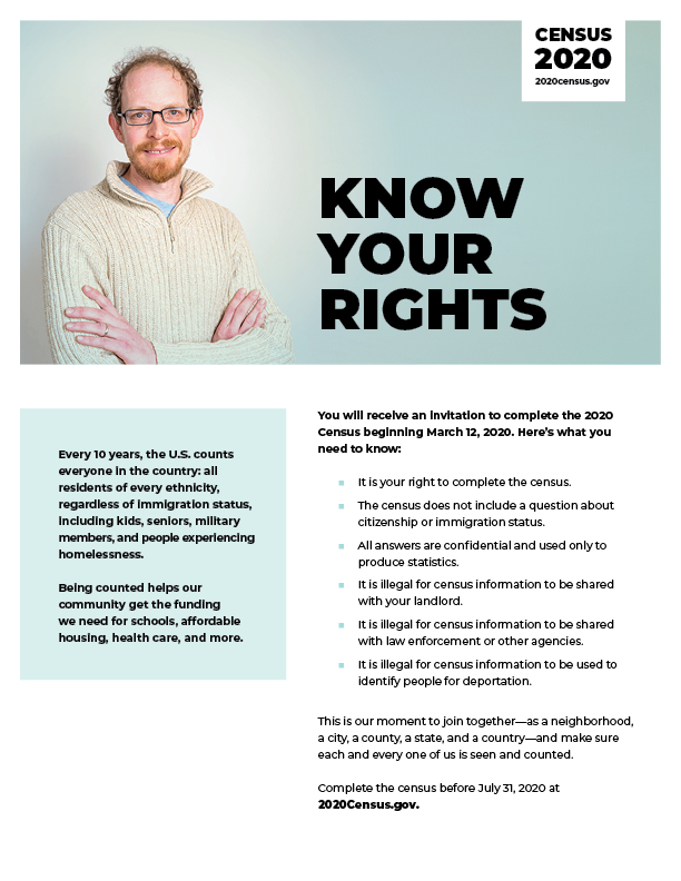Flyer with title "know your rights."