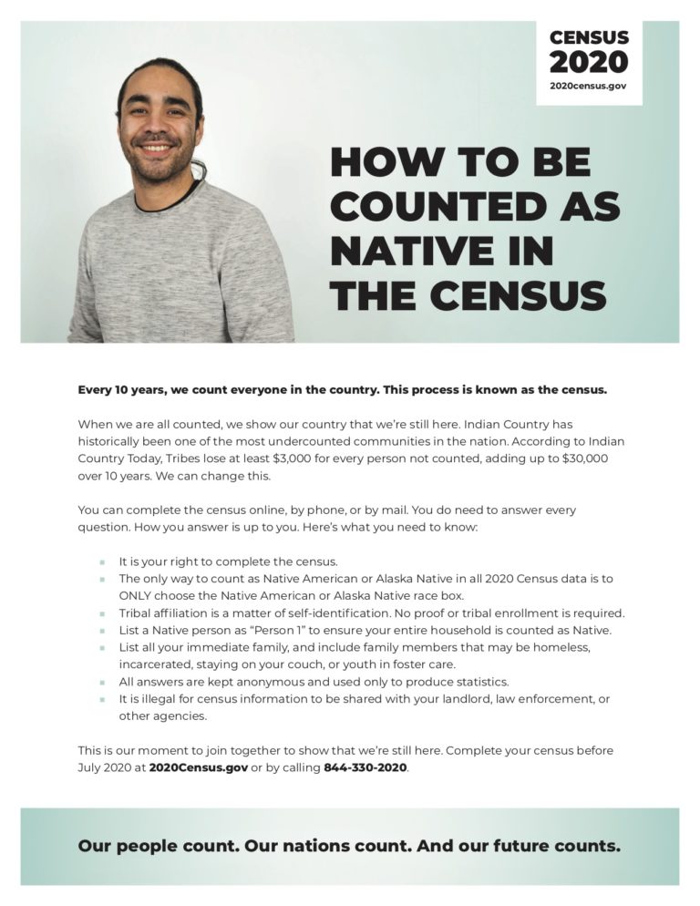 How To Count As Native On The Census Flyer - We're Here. We Count.